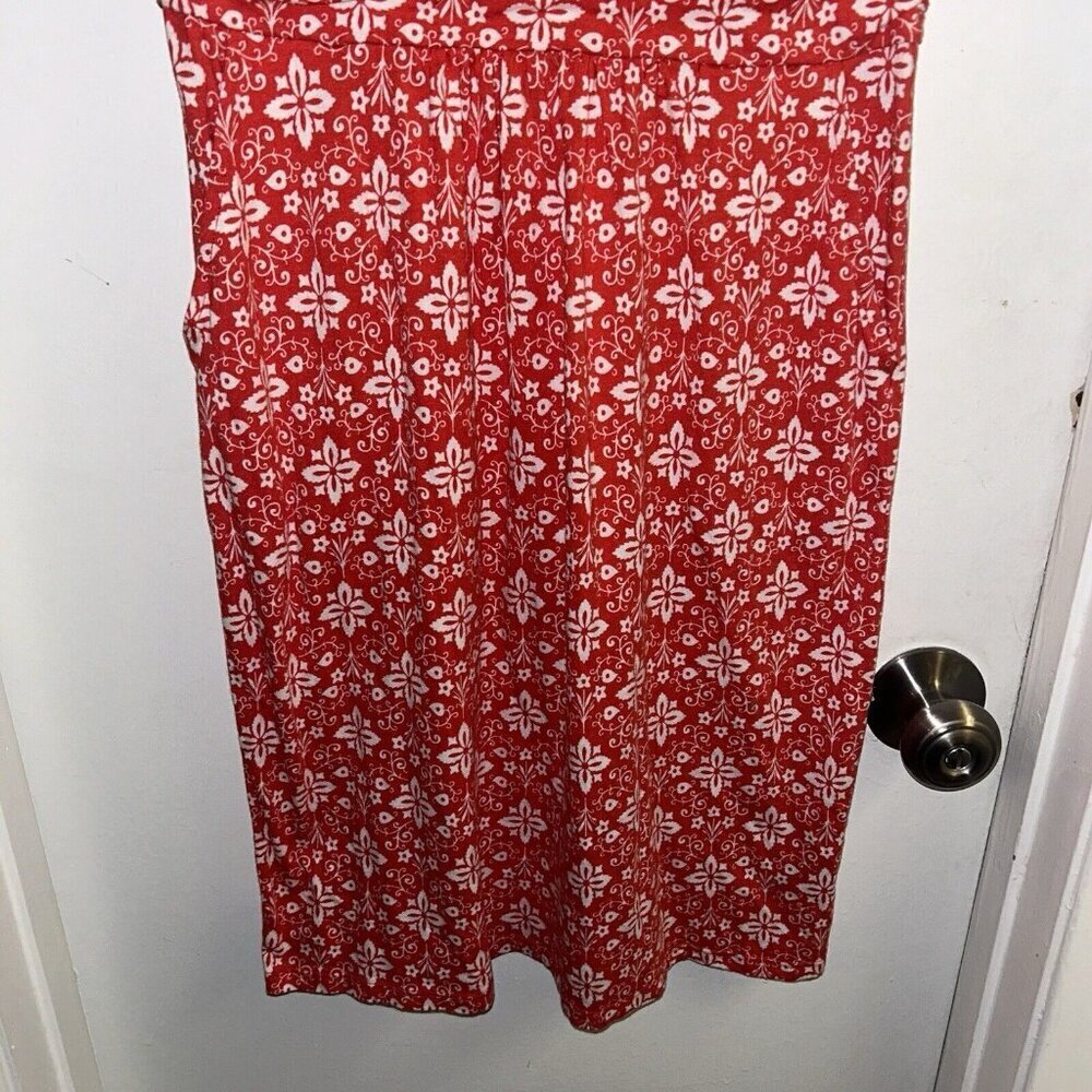 Boden Margot Red White Medallion Cap Sleeve Scoop Neck Pullover Dress Size 6 - Picture 4 of 10